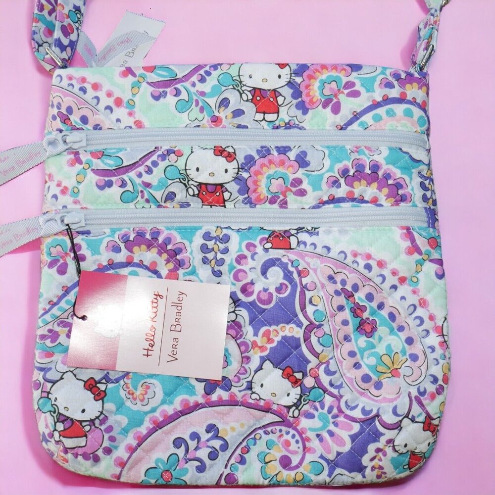 Vera Bradley Hello Kitty Paisley Crossbody in Purple, Teal, Pink